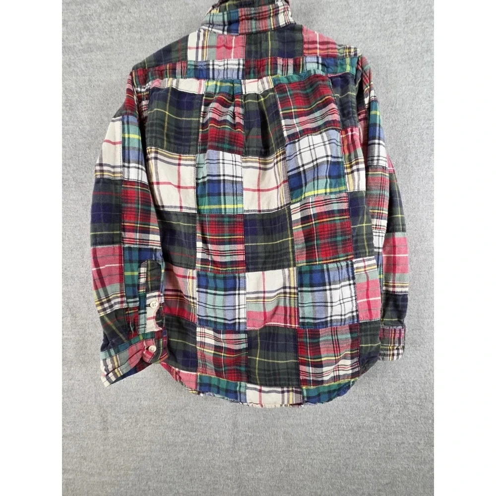 Ralph Lauren Polo Boys 5 Patchwork Plaid Shirt Long Sleeve Button Up Retro Y2K‎